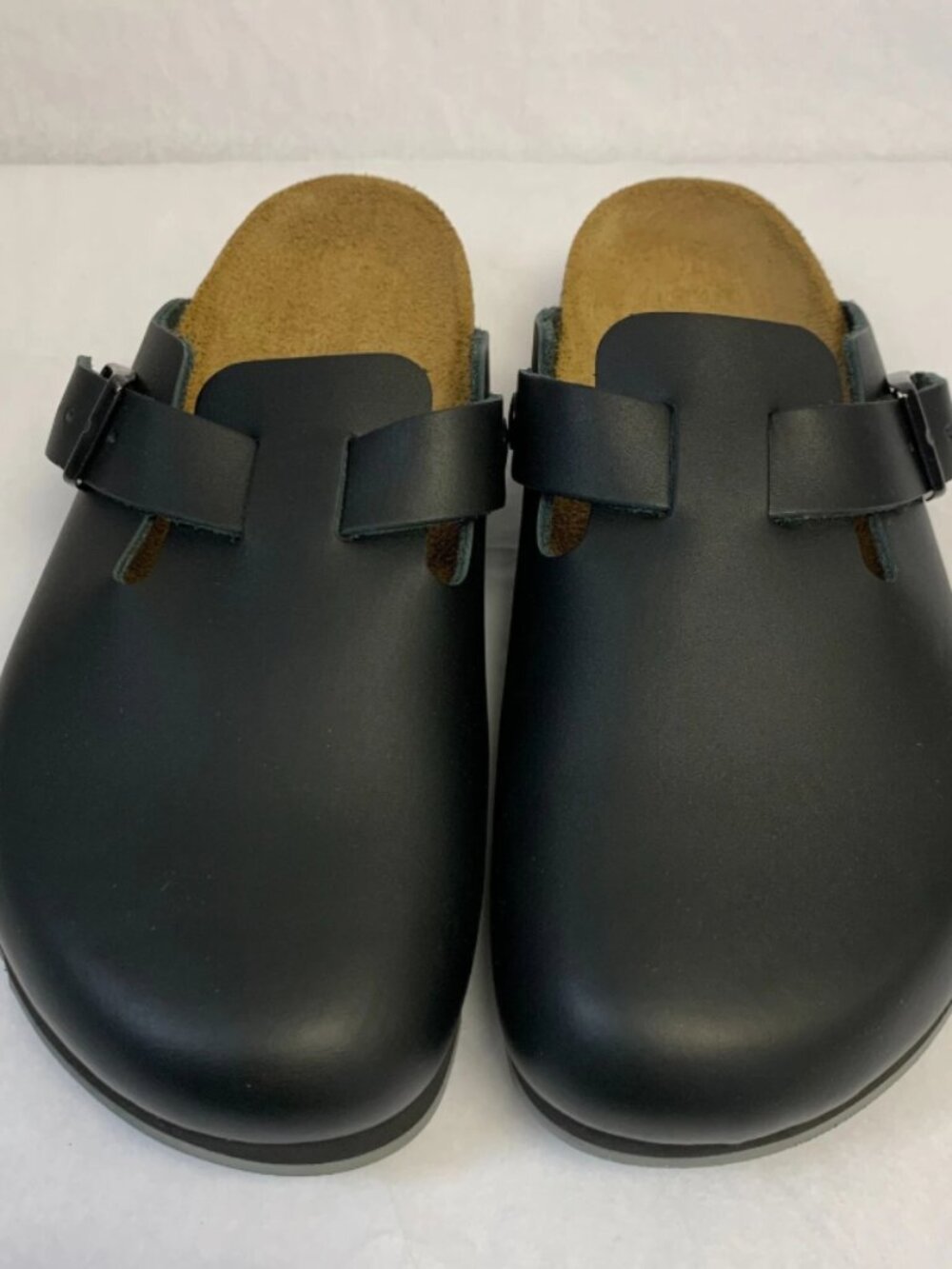 Birkenstock Boston Super Grip Black Natural Leather Narrow Width Sandals